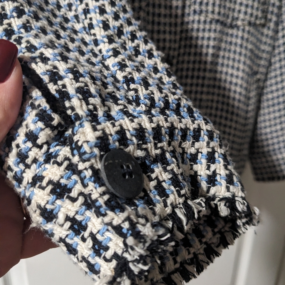Zara | Tweed button down jacket in blue - Picture 8 of 13